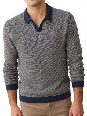 Marine Layer Wool Blend Liam Polo Sweater Men’s Size Medium in Navy / Drift